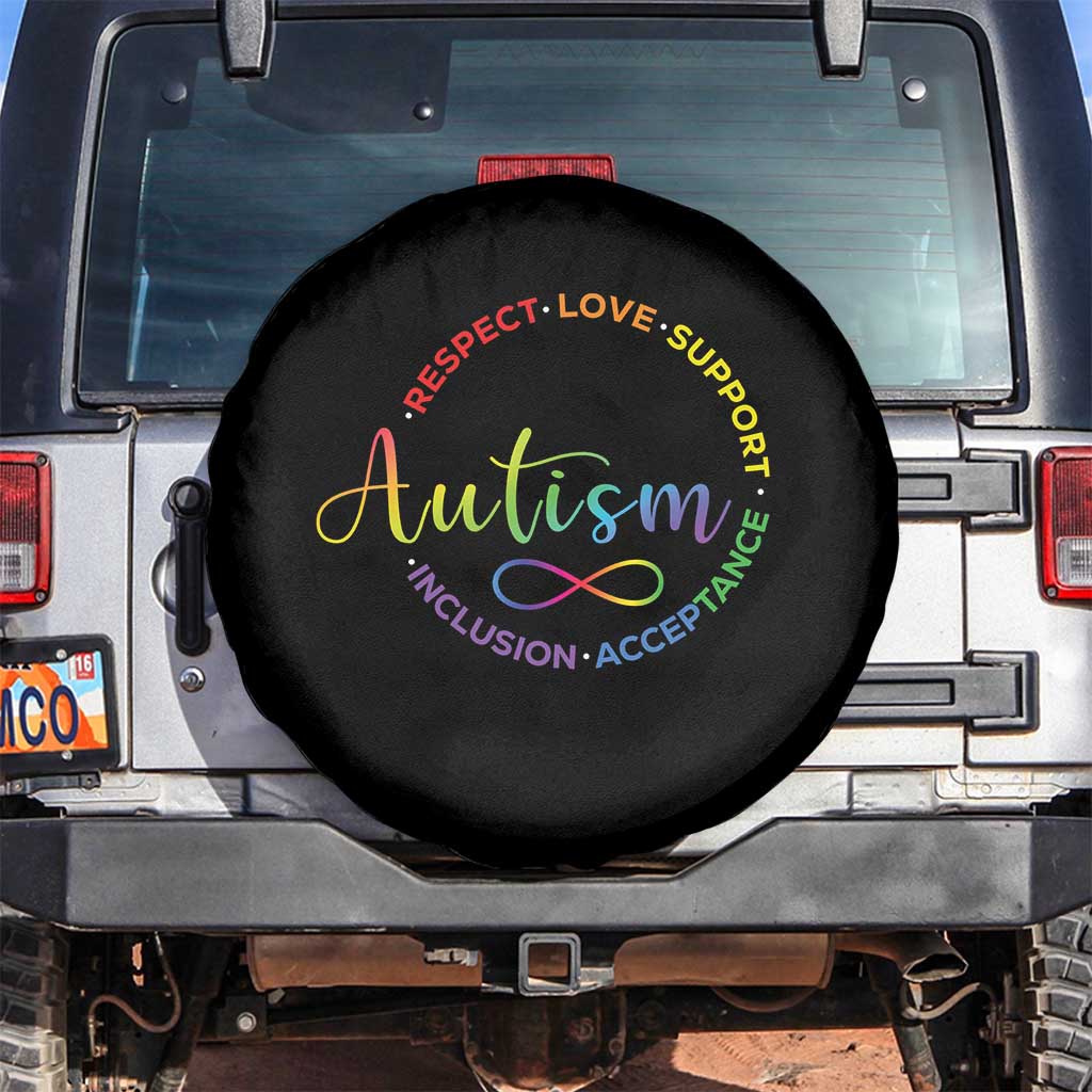 Autism Acceptance Spare Tire Cover Respect Love Support Autism Awareness Month TS14 No hole Black Print Your Wear
