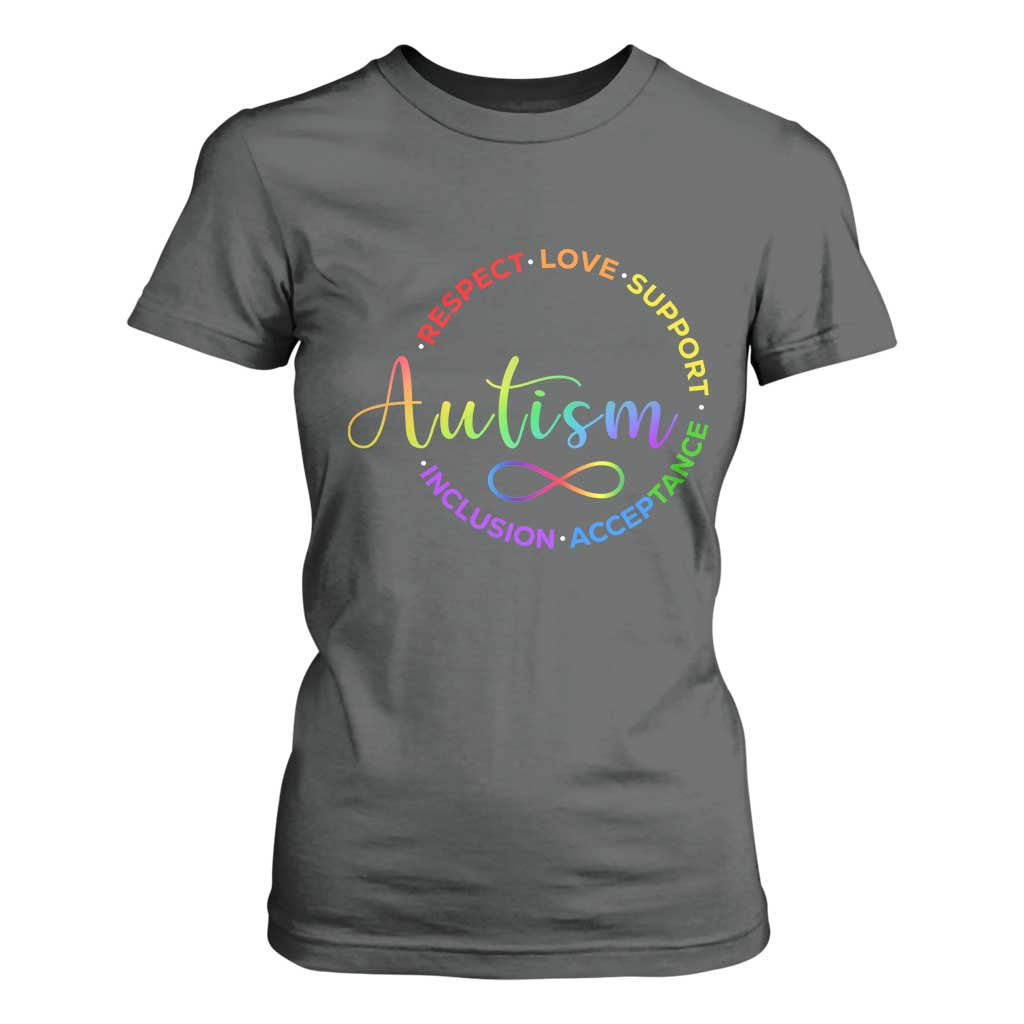 Autism Acceptance T Shirt For Women Respect Love Support Autism Awareness Month TS14 Dark Heather Print Your Wear
