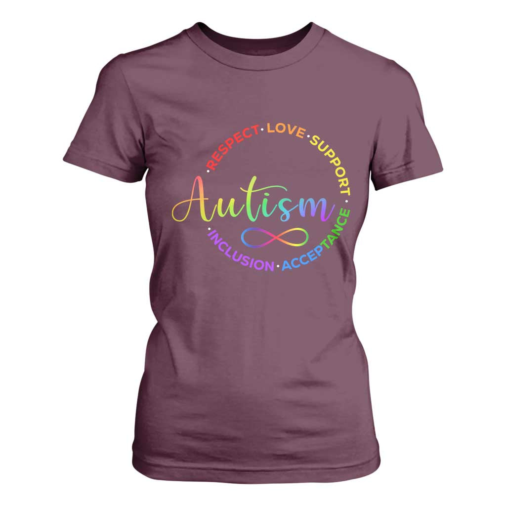 Autism Acceptance T Shirt For Women Respect Love Support Autism Awareness Month TS14 Maroon Print Your Wear