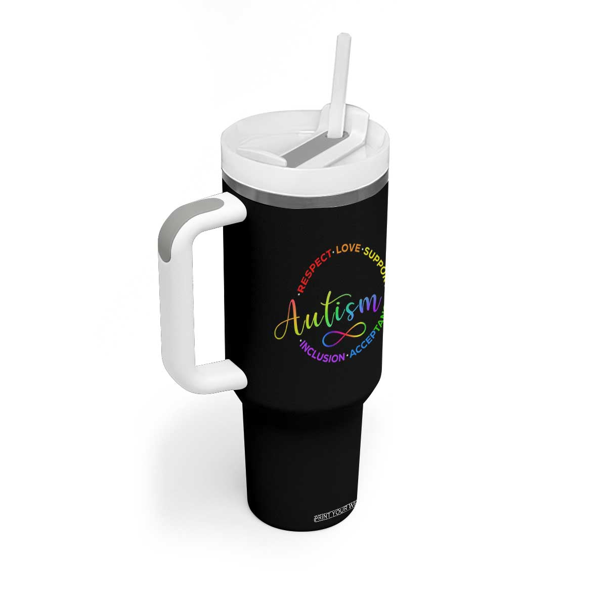 Autism Acceptance Tumbler With Handle Respect Love Support Autism Awareness Month TS14 Print Your Wear