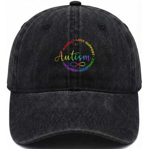 Autism Acceptance Washed Cotton Baseball Cap Respect Love Support Autism Awareness Month TS14 Print Your Wear
