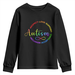 Autism Acceptance Youth Sweatshirt Respect Love Support Autism Awareness Month TS14 Black Print Your Wear