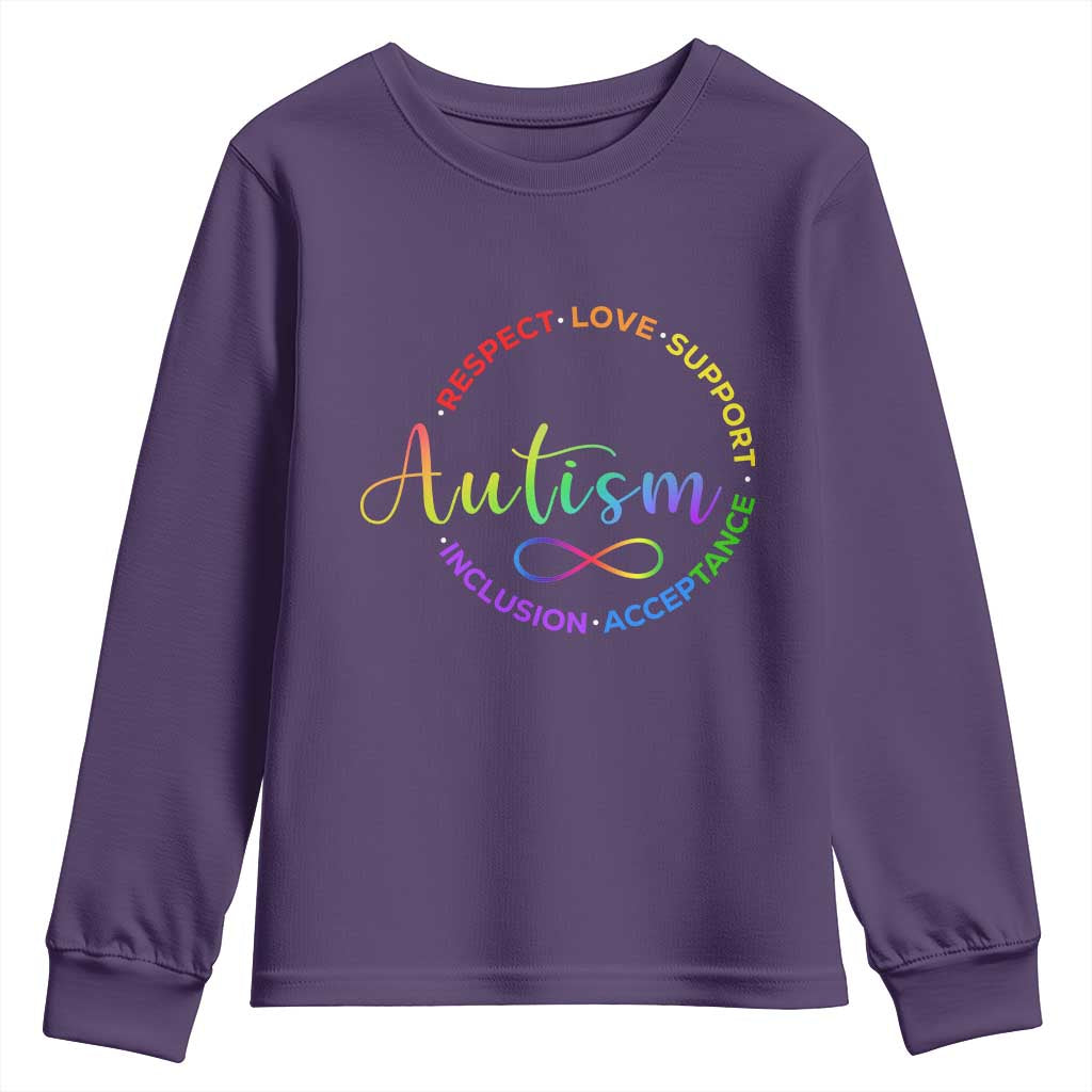 Autism Acceptance Youth Sweatshirt Respect Love Support Autism Awareness Month TS14 Purple Print Your Wear