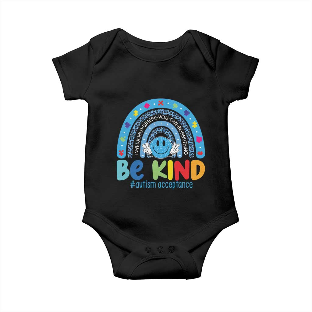 Autism Acceptance Baby Onesie Rainbow in April We Wear Blue Ribbon Autism TS14 Black Print Your Wear