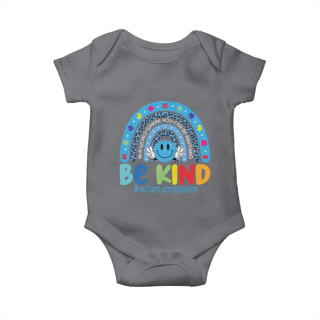 Autism Acceptance Baby Onesie Rainbow in April We Wear Blue Ribbon Autism TS14 Charcoal Print Your Wear