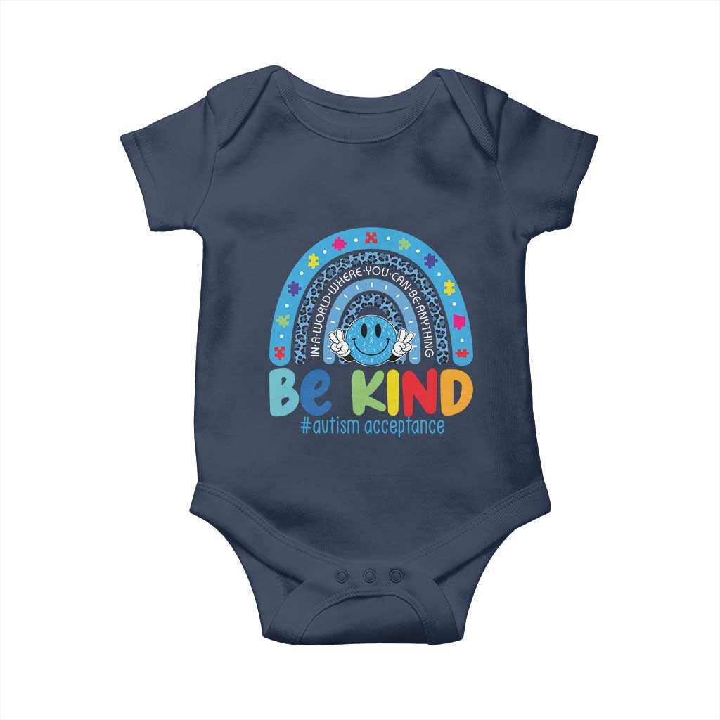 Autism Acceptance Baby Onesie Rainbow in April We Wear Blue Ribbon Autism TS14 Navy Print Your Wear