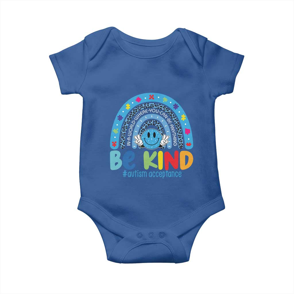 Autism Acceptance Baby Onesie Rainbow in April We Wear Blue Ribbon Autism TS14 Royal Blue Print Your Wear
