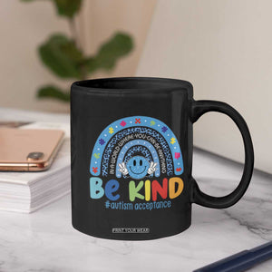 Autism Acceptance Coffee Mug Rainbow in April We Wear Blue Ribbon Autism TS14 Print Your Wear