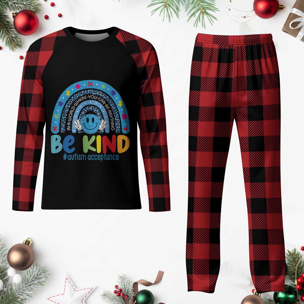 Autism Acceptance Plaid Pajama Set Rainbow in April We Wear Blue Ribbon Autism TS14 Buffalo Plaid Print Your Wear