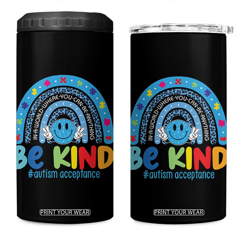 Autism Acceptance 4 in 1 Can Cooler Tumbler Rainbow in April We Wear Blue Ribbon Autism TS14 One Size: 16 oz Black Print Your Wear