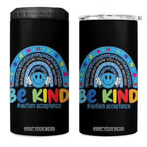 Autism Acceptance 4 in 1 Can Cooler Tumbler Rainbow in April We Wear Blue Ribbon Autism TS14 One Size: 16 oz Black Print Your Wear