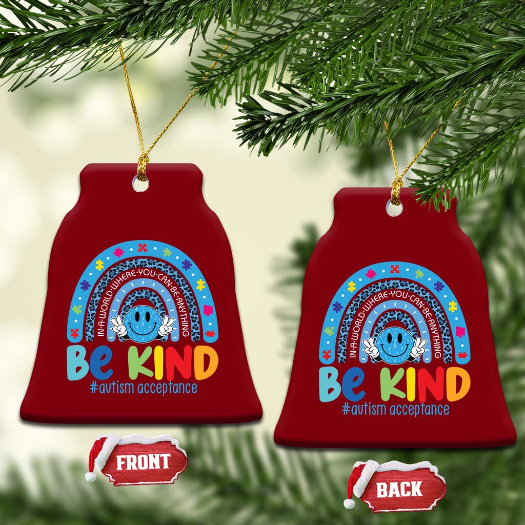 Autism Acceptance Ceramic Ornament Rainbow in April We Wear Blue Ribbon Autism TS14 Print Your Wear