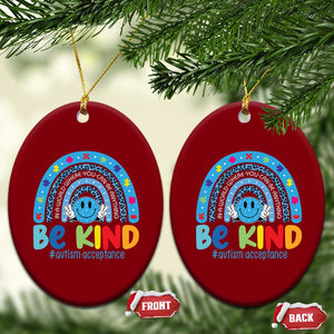 Autism Acceptance Ceramic Ornament Rainbow in April We Wear Blue Ribbon Autism TS14 Print Your Wear