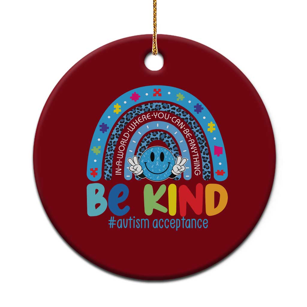 Autism Acceptance Ceramic Ornament Rainbow in April We Wear Blue Ribbon Autism TS14 1pc Red Print Your Wear