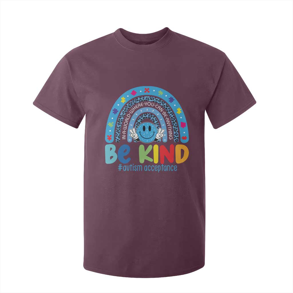 Autism Acceptance T Shirt For Kid Rainbow in April We Wear Blue Ribbon Autism TS14 Maroon Print Your Wear