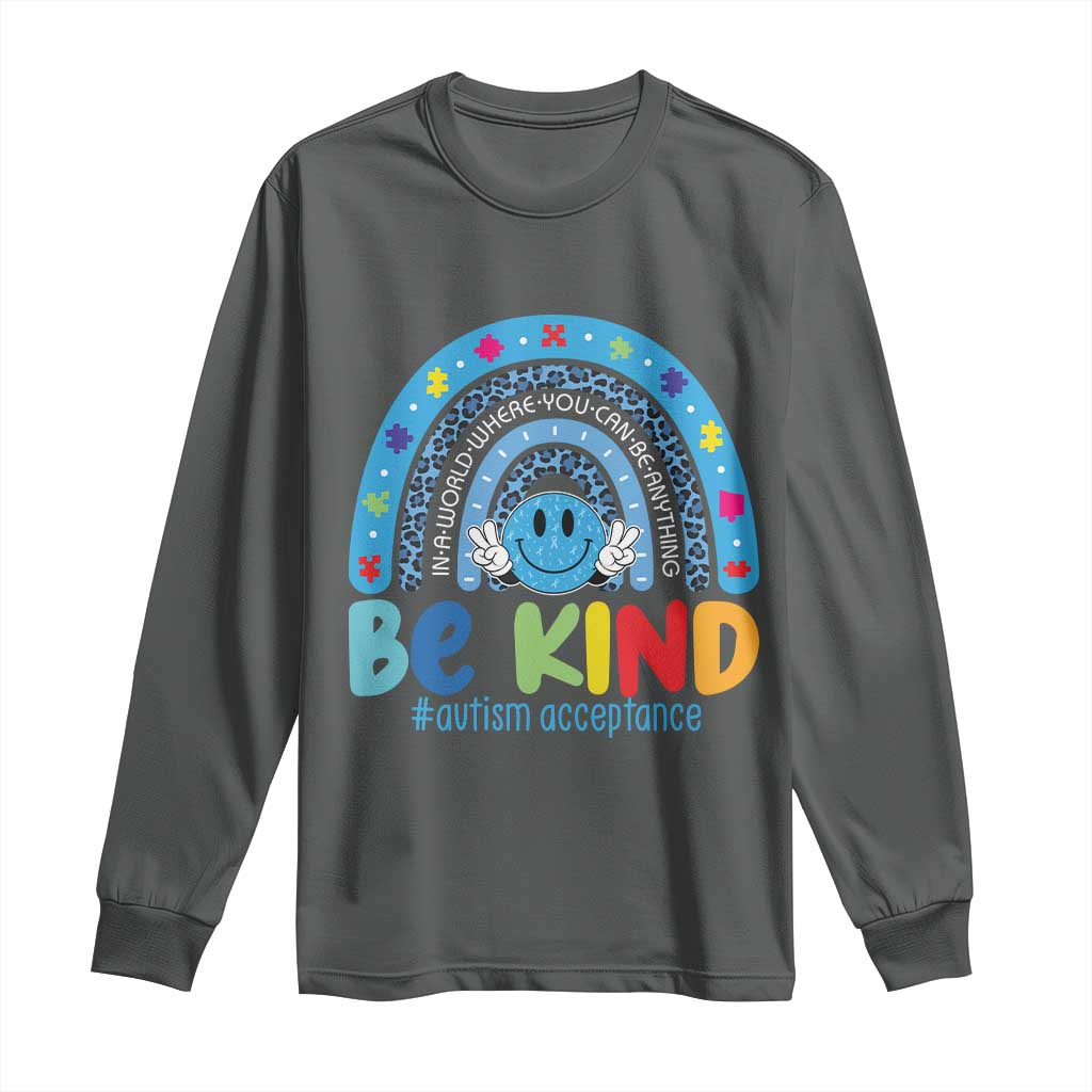 Autism Acceptance Long Sleeve Shirt Rainbow in April We Wear Blue Ribbon Autism TS14 Dark Heather Print Your Wear