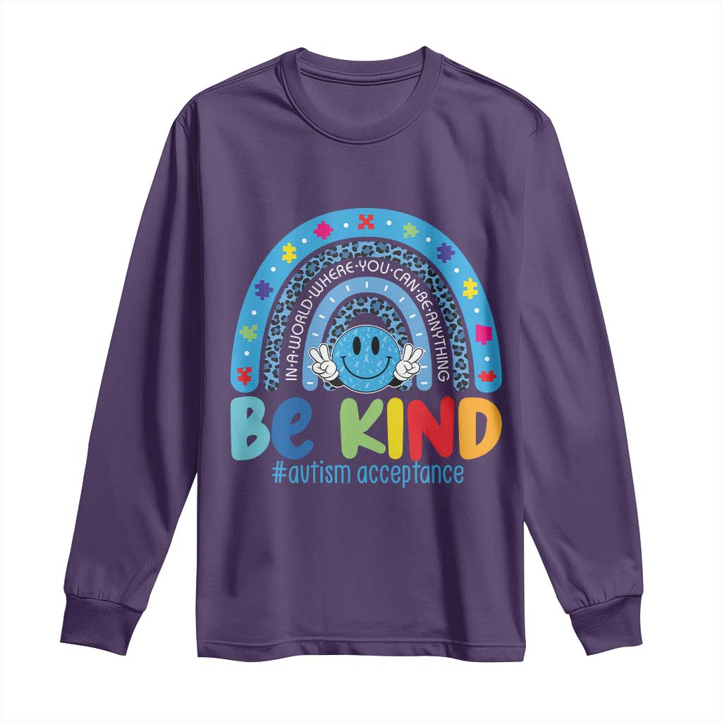 Autism Acceptance Long Sleeve Shirt Rainbow in April We Wear Blue Ribbon Autism TS14 Purple Print Your Wear