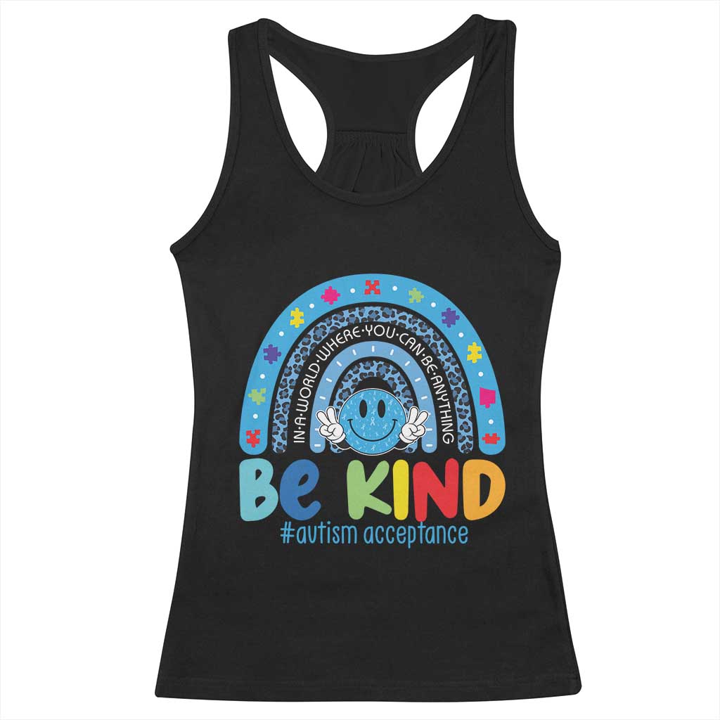 Autism Acceptance Racerback Tank Top Rainbow in April We Wear Blue Ribbon Autism TS14 Black Print Your Wear