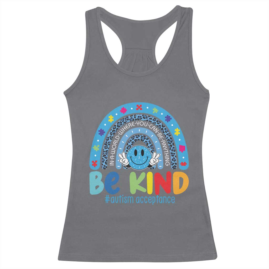 Autism Acceptance Racerback Tank Top Rainbow in April We Wear Blue Ribbon Autism TS14 Charcoal Print Your Wear