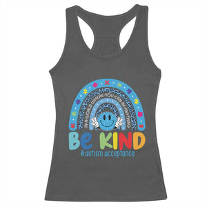 Autism Acceptance Racerback Tank Top Rainbow in April We Wear Blue Ribbon Autism TS14 Dark Heather Print Your Wear