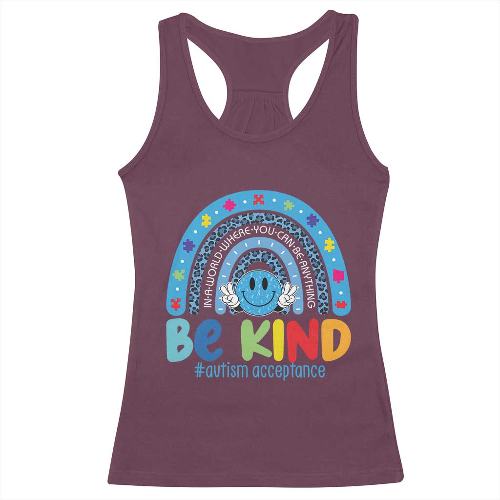 Autism Acceptance Racerback Tank Top Rainbow in April We Wear Blue Ribbon Autism TS14 Maroon Print Your Wear