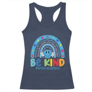 Autism Acceptance Racerback Tank Top Rainbow in April We Wear Blue Ribbon Autism TS14 Navy Print Your Wear