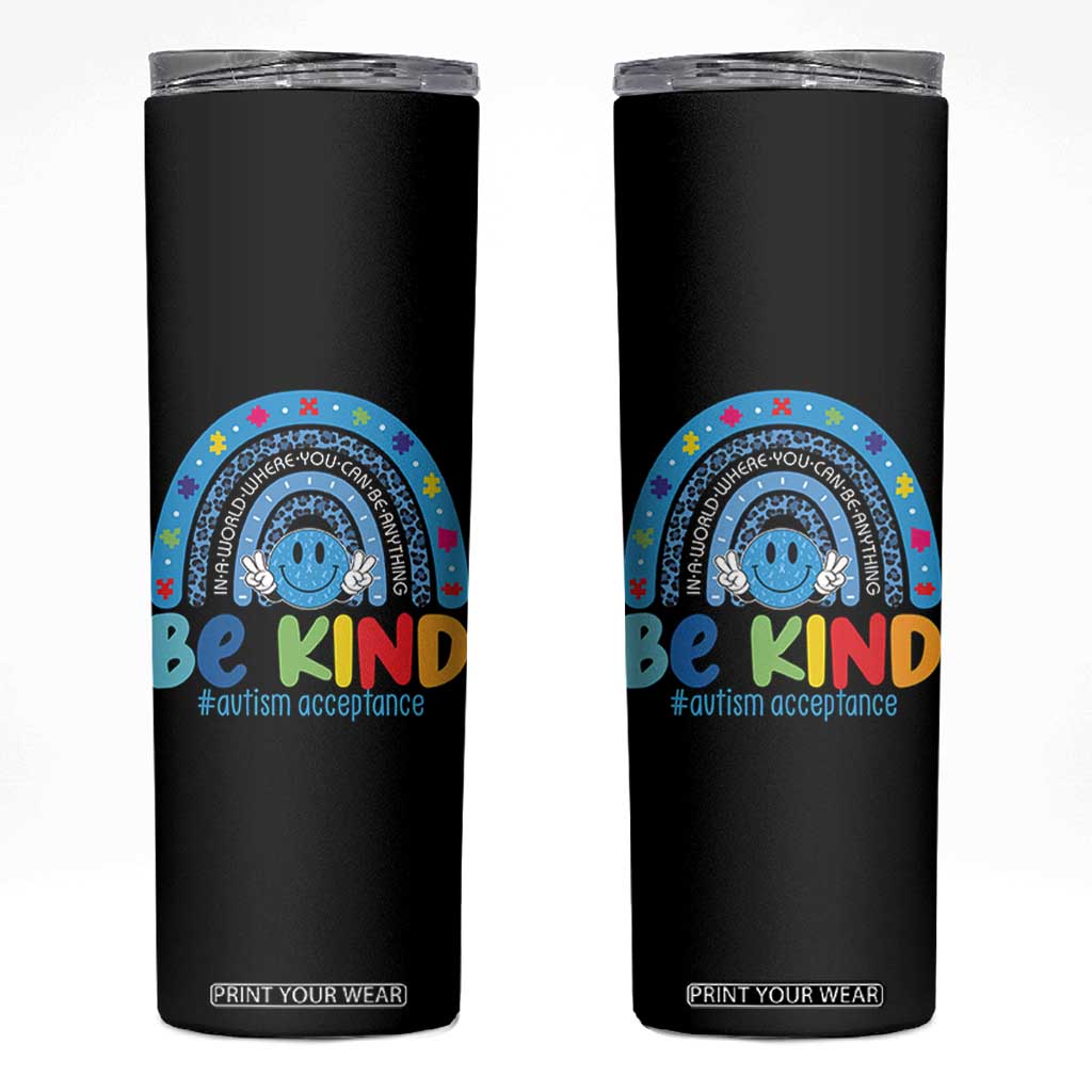 Autism Acceptance Skinny Tumbler Rainbow in April We Wear Blue Ribbon Autism TS14 Black Print Your Wear