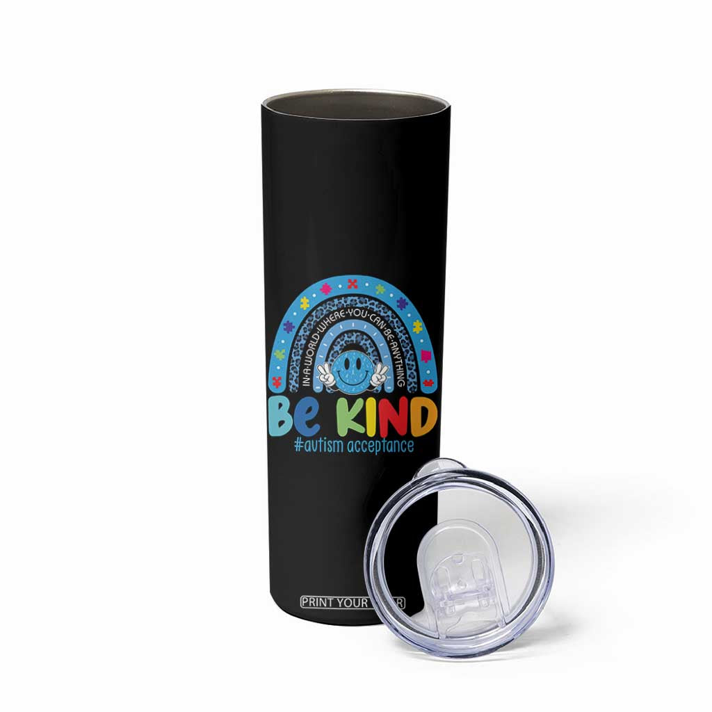 Autism Acceptance Skinny Tumbler Rainbow in April We Wear Blue Ribbon Autism TS14 Print Your Wear