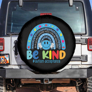 Autism Acceptance Spare Tire Cover Rainbow in April We Wear Blue Ribbon Autism TS14 No hole Black Print Your Wear