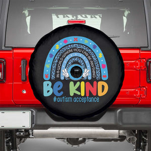 Autism Acceptance Spare Tire Cover Rainbow in April We Wear Blue Ribbon Autism TS14 Black Print Your Wear