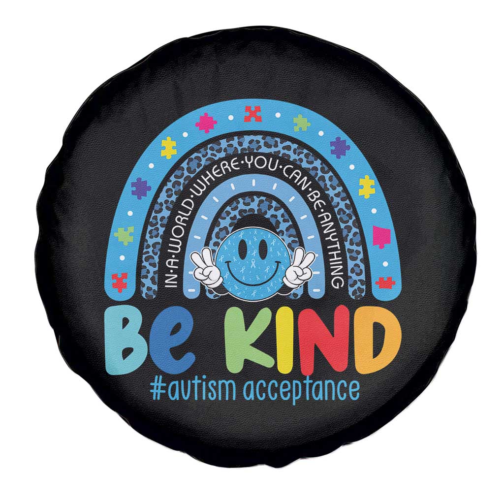 Autism Acceptance Spare Tire Cover Rainbow in April We Wear Blue Ribbon Autism TS14 Print Your Wear