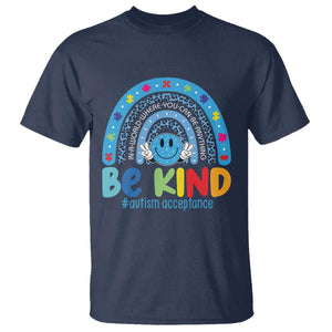 Autism Acceptance T Shirt Rainbow in April We Wear Blue Ribbon Autism TS14 Navy Print Your Wear