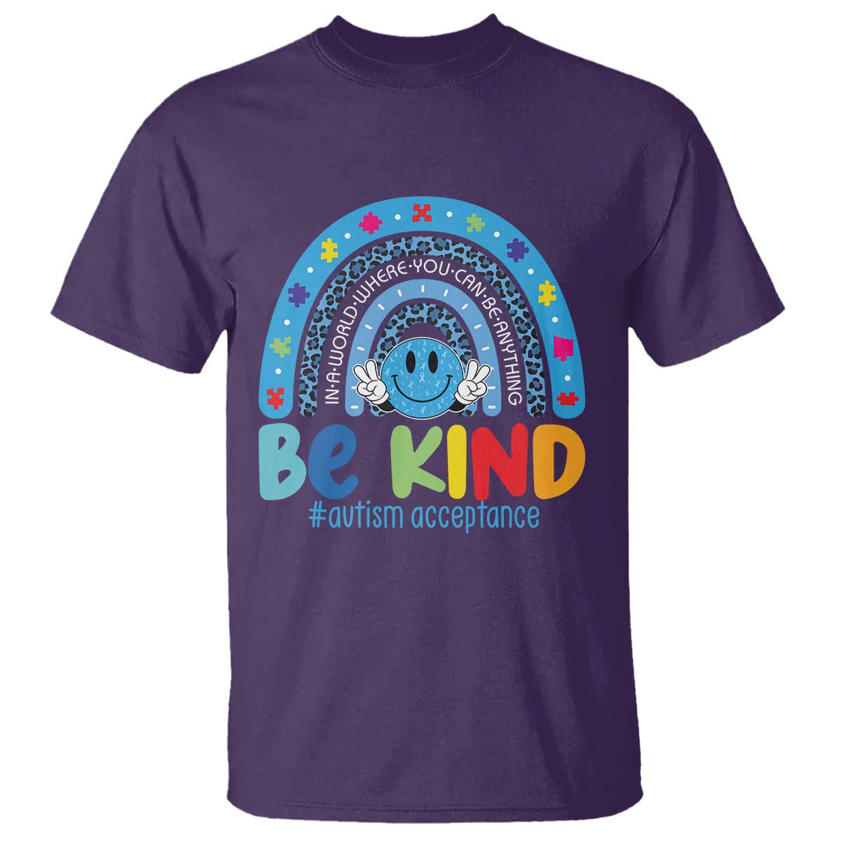 Autism Acceptance T Shirt Rainbow in April We Wear Blue Ribbon Autism TS14 Purple Print Your Wear