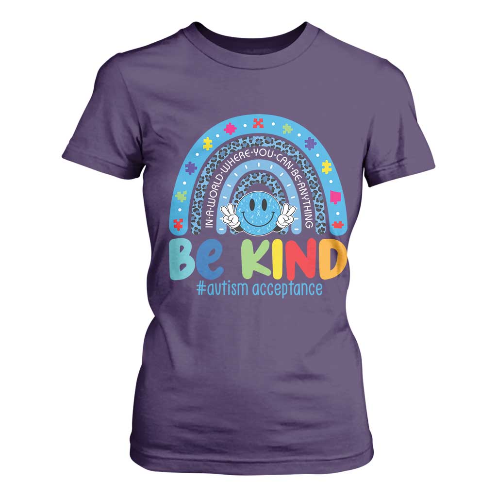 Autism Acceptance T Shirt For Women Rainbow in April We Wear Blue Ribbon Autism TS14 Purple Print Your Wear
