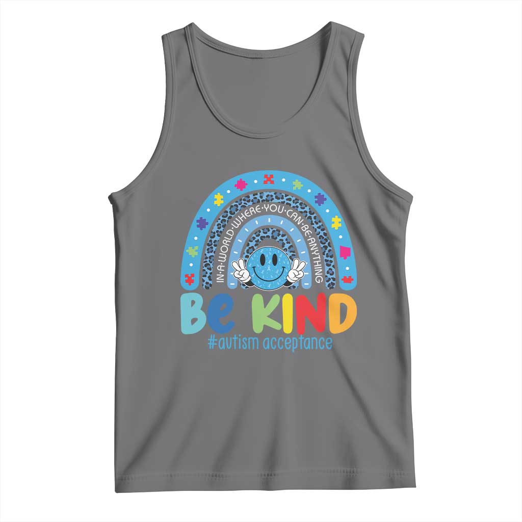 Autism Acceptance Tank Top Rainbow in April We Wear Blue Ribbon Autism TS14 Black Heather Print Your Wear