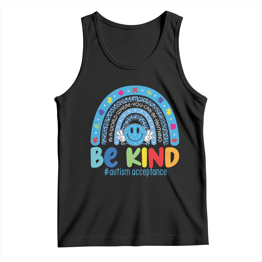 Autism Acceptance Tank Top Rainbow in April We Wear Blue Ribbon Autism TS14 Black Print Your Wear
