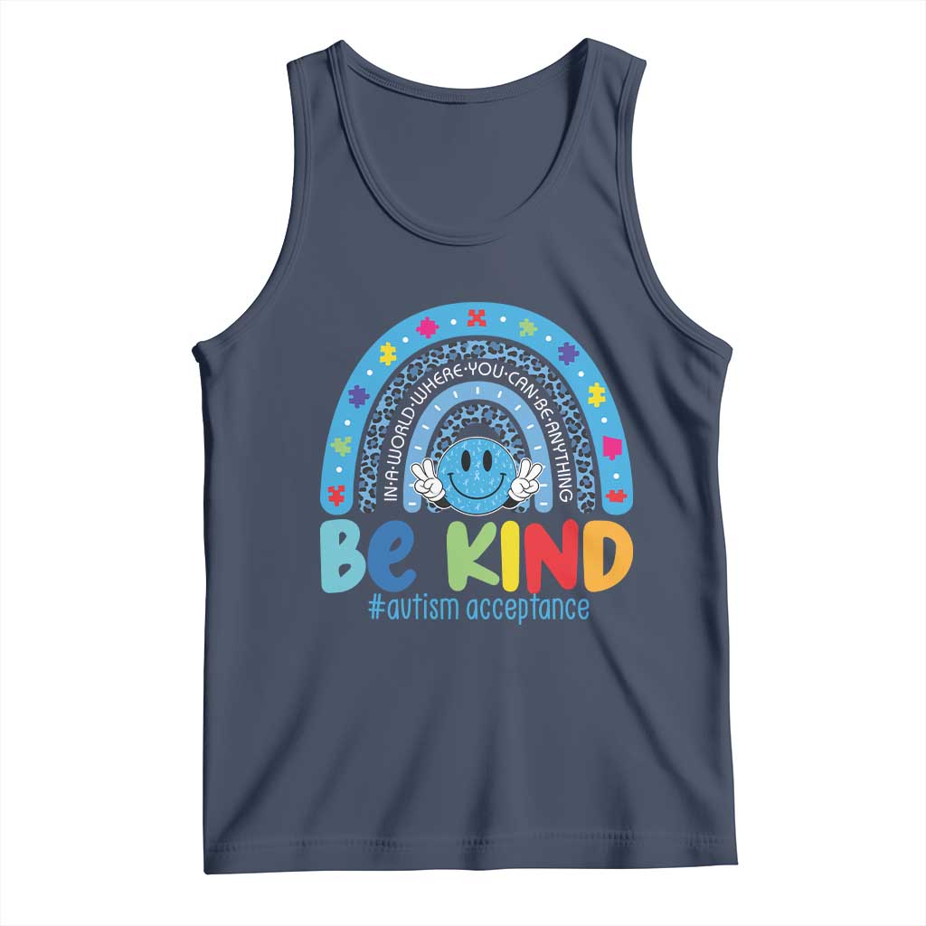 Autism Acceptance Tank Top Rainbow in April We Wear Blue Ribbon Autism TS14 Navy Print Your Wear