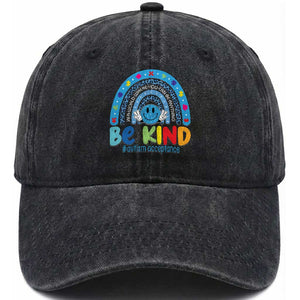 Autism Acceptance Washed Cotton Baseball Cap Rainbow in April We Wear Blue Ribbon Autism TS14 Print Your Wear
