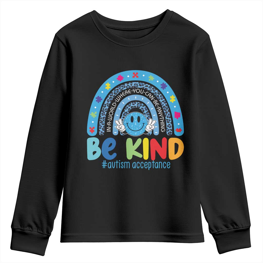 Autism Acceptance Youth Sweatshirt Rainbow in April We Wear Blue Ribbon Autism TS14 Black Print Your Wear