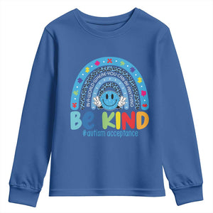 Autism Acceptance Youth Sweatshirt Rainbow in April We Wear Blue Ribbon Autism TS14 Royal Blue Print Your Wear