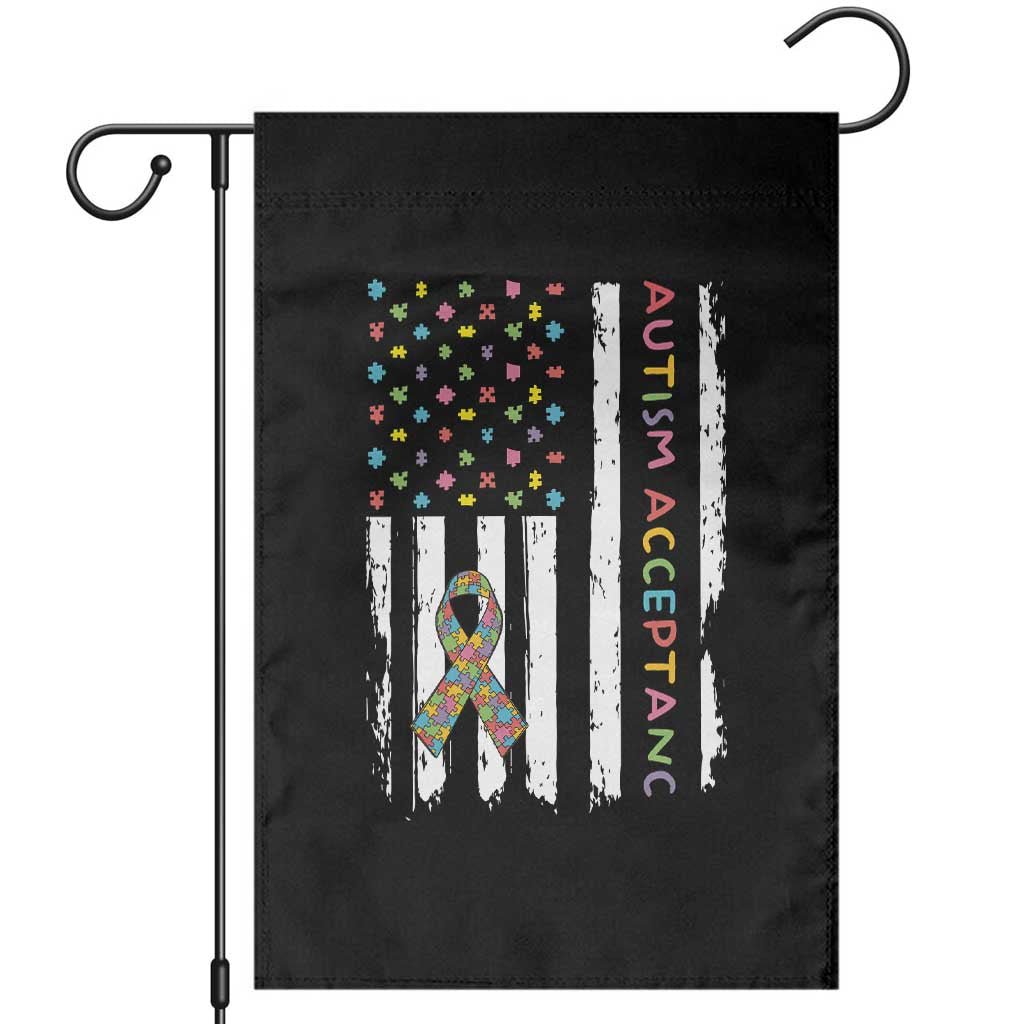 Autism Acceptance Garden Flag American Flag Neurodivergent Support Ribbon Puzzle TS14 Black Print Your Wear