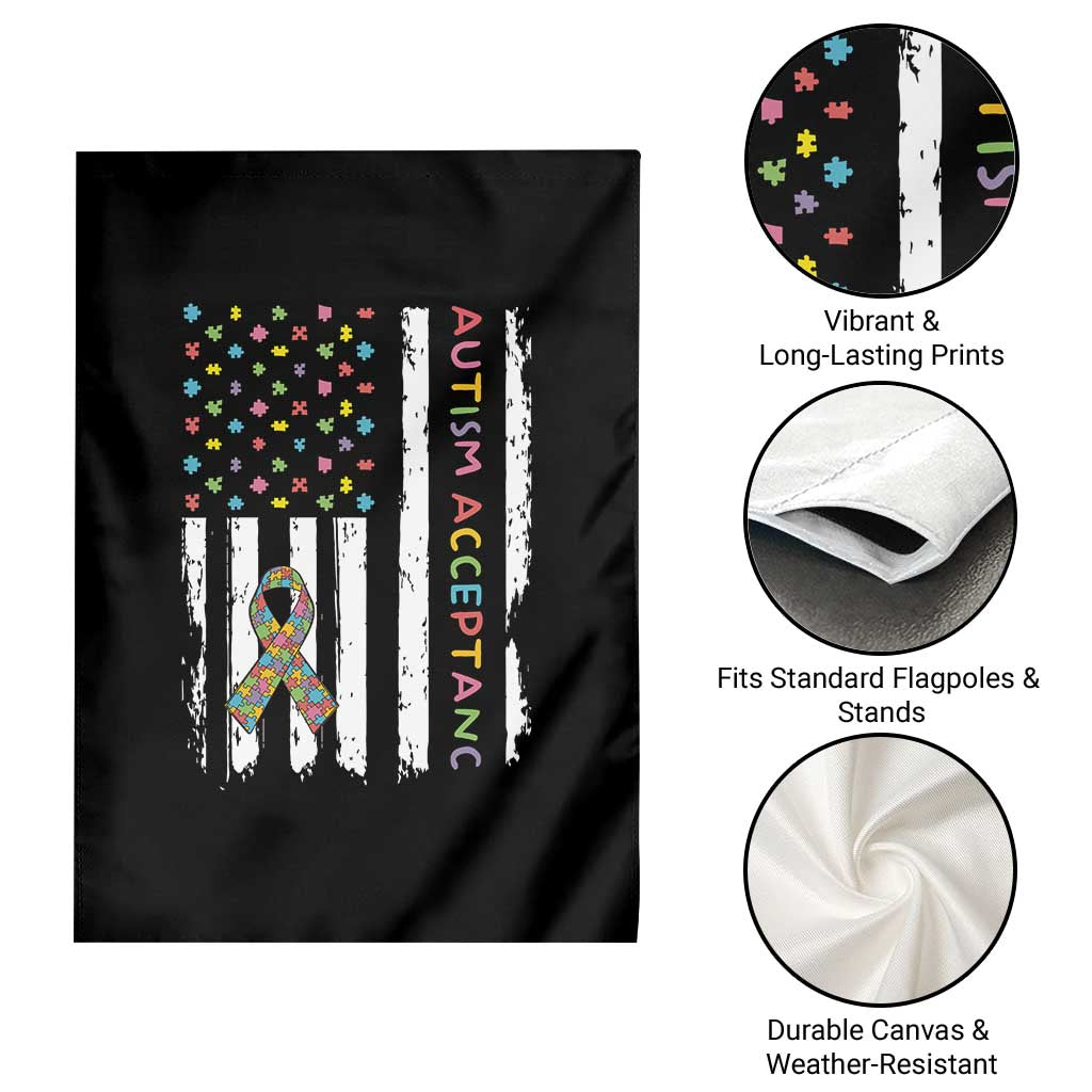 Autism Acceptance Garden Flag American Flag Neurodivergent Support Ribbon Puzzle TS14 Print Your Wear