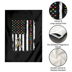 Autism Acceptance Garden Flag American Flag Neurodivergent Support Ribbon Puzzle TS14 Print Your Wear