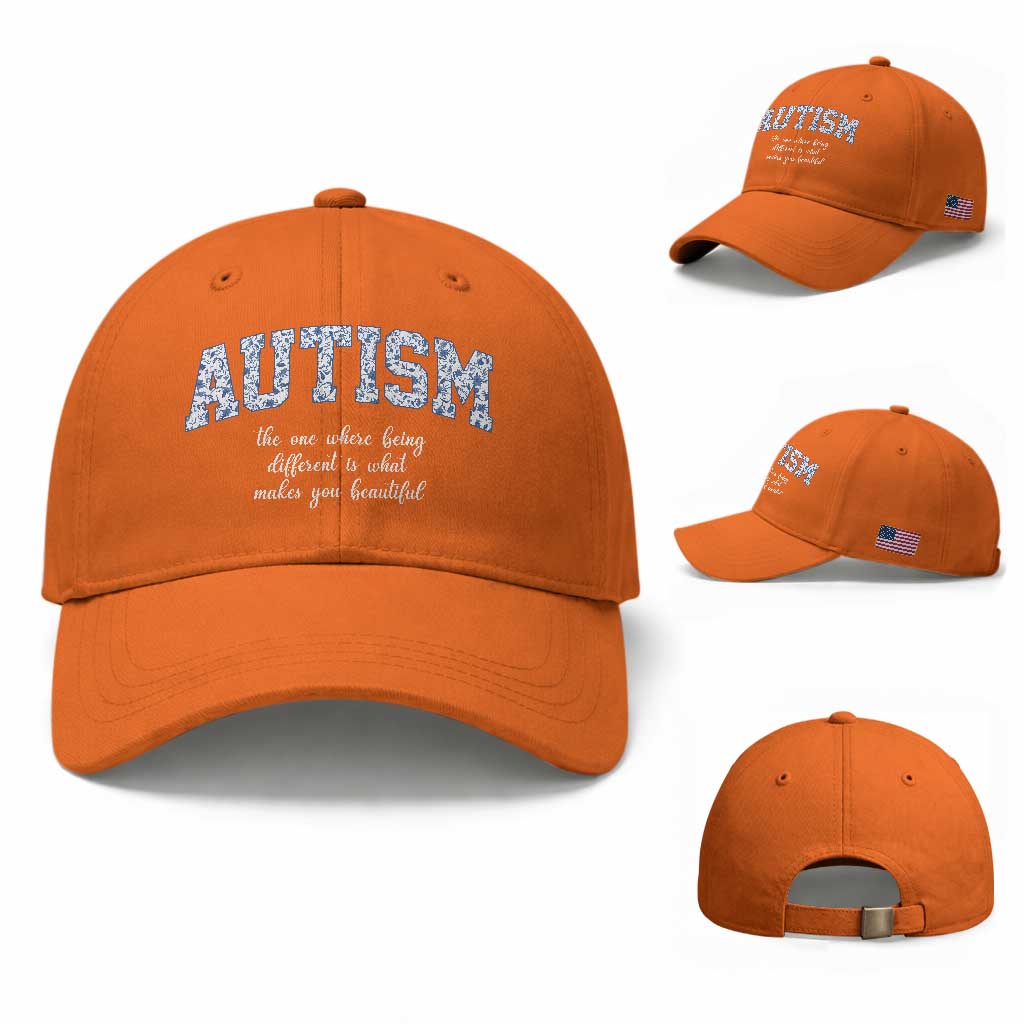 Autism Acceptance Baseball Cap Autistic Acceptance Inspirational TS14 Baseball Cap Universal Fit Orange Print Your Wear