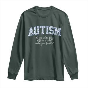 Autism Acceptance Long Sleeve Shirt Autistic Acceptance Inspirational TS14 Dark Forest Green Print Your Wear