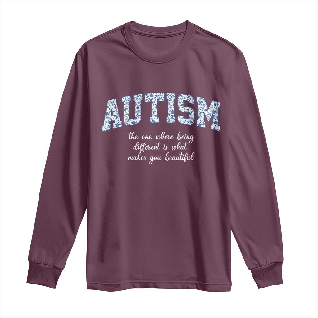 Autism Acceptance Long Sleeve Shirt Autistic Acceptance Inspirational TS14 Maroon Print Your Wear