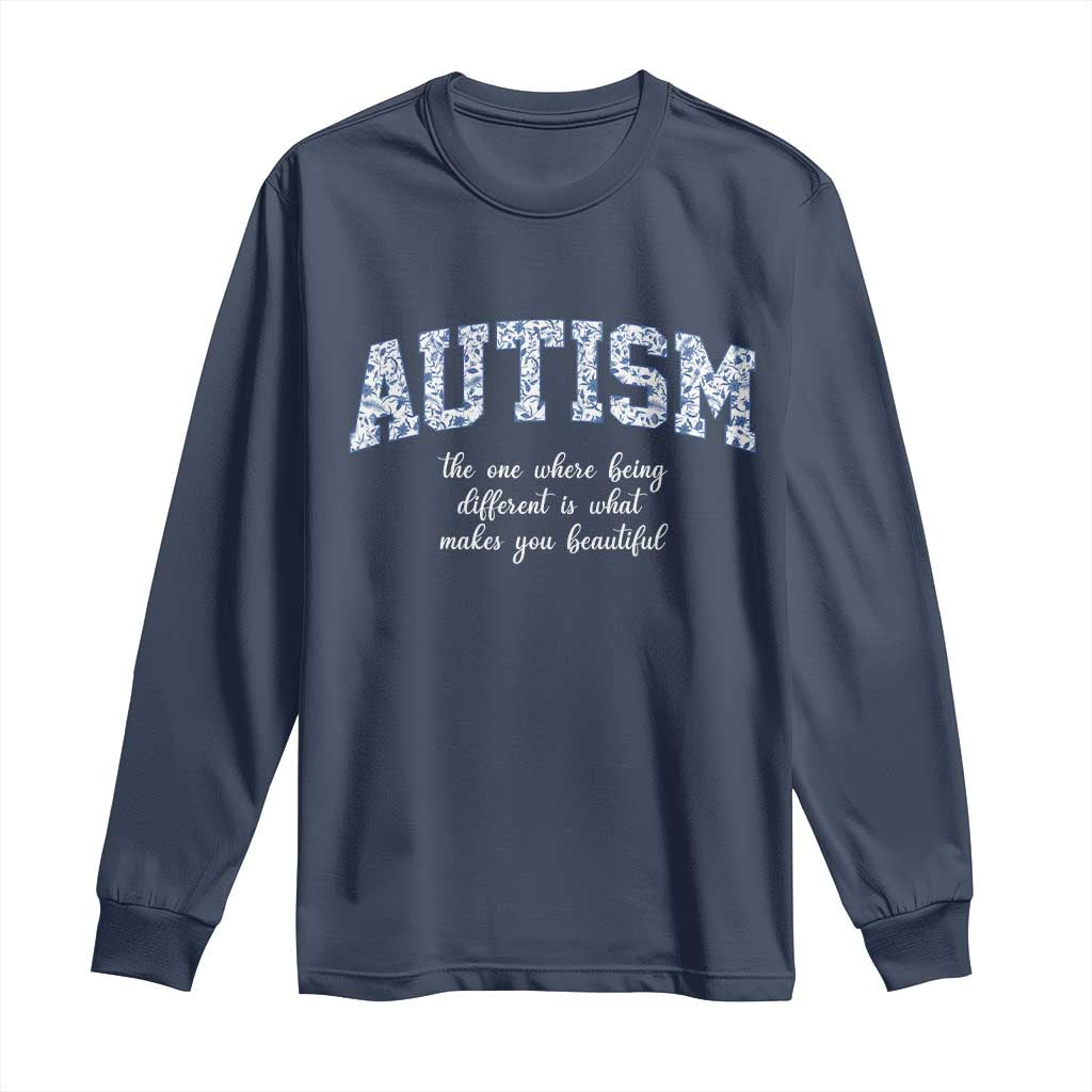 Autism Acceptance Long Sleeve Shirt Autistic Acceptance Inspirational TS14 Navy Print Your Wear