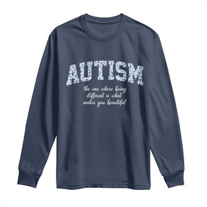 Autism Acceptance Long Sleeve Shirt Autistic Acceptance Inspirational TS14 Navy Print Your Wear