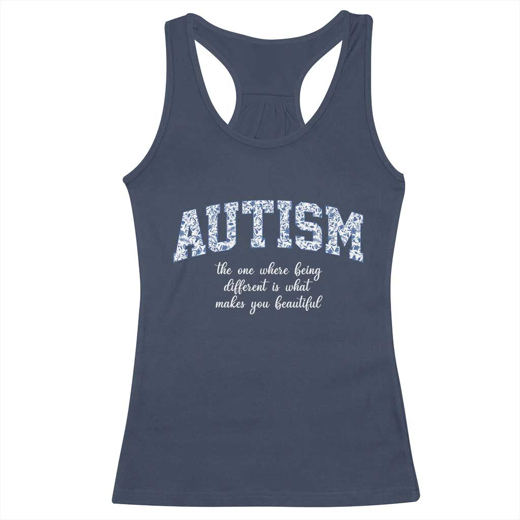 Autism Acceptance Racerback Tank Top Autistic Acceptance Inspirational TS14 Navy Print Your Wear