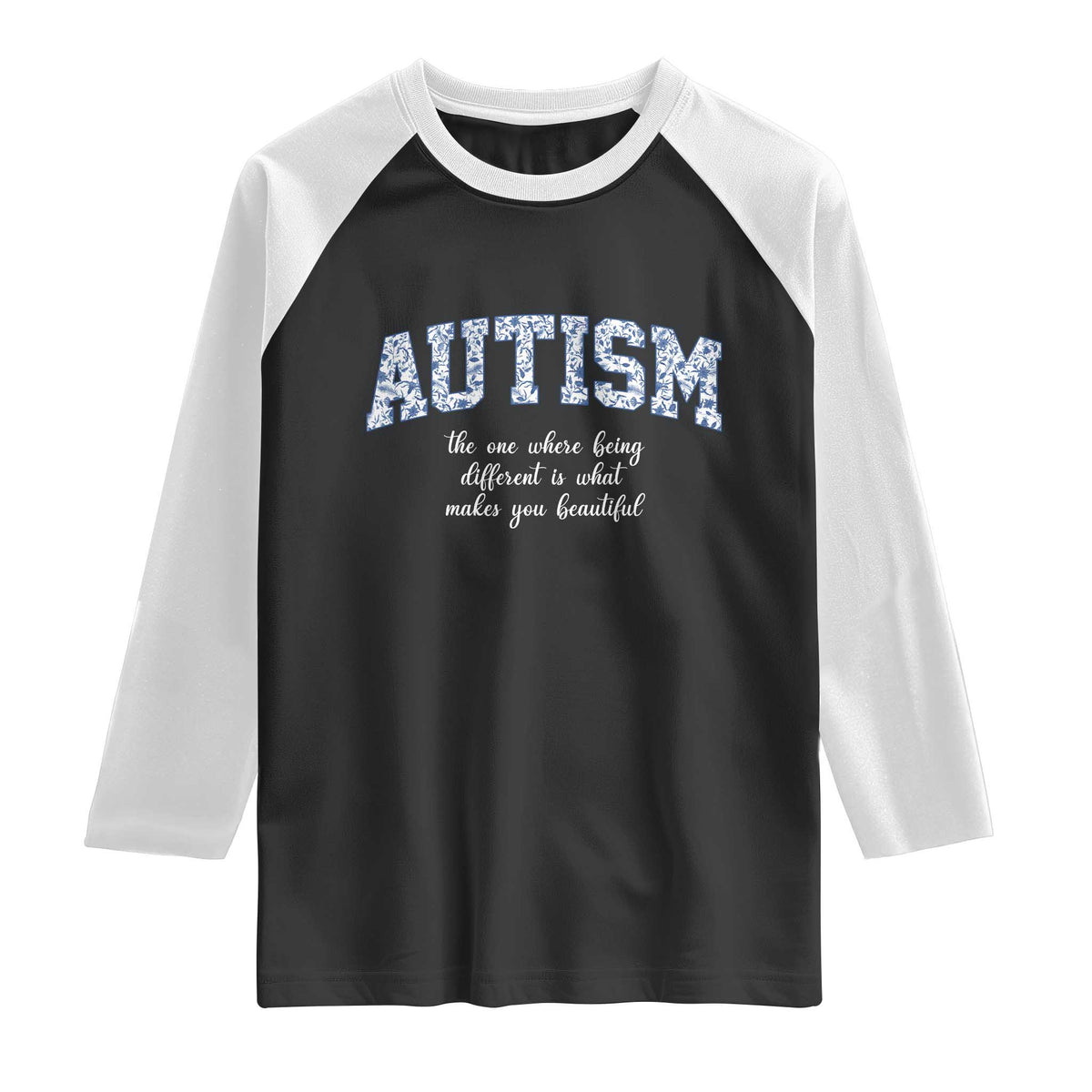 Autism Acceptance Raglan Shirt Autistic Acceptance Inspirational TS14 Black White Print Your Wear